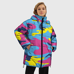 Куртка зимняя женская Камуфляж: голубой/розовый/желтый, цвет: 3D-светло-серый — фото 2