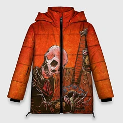 Куртка зимняя женская Скелет с гитарой, цвет: 3D-светло-серый