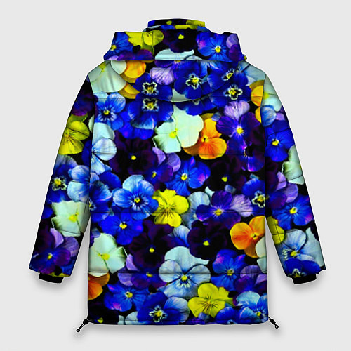 Женская зимняя куртка Синие цветы / 3D-Красный – фото 2