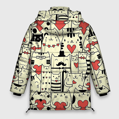Женская зимняя куртка Любящие котики / 3D-Черный – фото 2