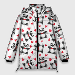 Куртка зимняя женская Любимые панды, цвет: 3D-светло-серый