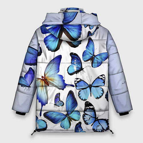 Женская зимняя куртка Голубые бабочки / 3D-Черный – фото 2