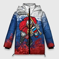 Куртка зимняя женская Русский хоккеист, цвет: 3D-красный