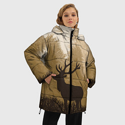 Куртка зимняя женская Олень на охоте, цвет: 3D-красный — фото 2