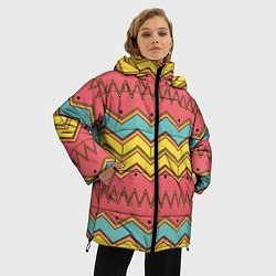 Куртка зимняя женская Цветные зигзаги, цвет: 3D-черный — фото 2