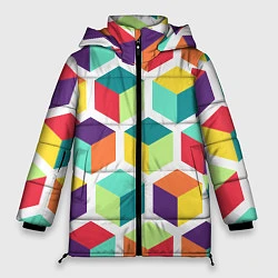 Куртка зимняя женская 3D кубы, цвет: 3D-черный