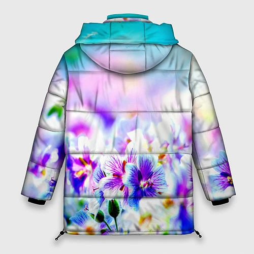 Женская зимняя куртка Цветочное поле / 3D-Черный – фото 2