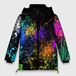 Куртка зимняя женская Брызги красок, цвет: 3D-черный