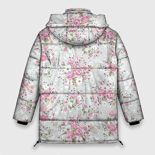 Женская зимняя куртка Flower pattern / 3D-Черный – фото 2