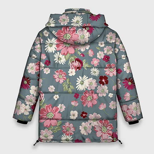 Женская зимняя куртка Цветочки / 3D-Черный – фото 2