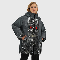 Куртка зимняя женская Скелет Терминатора, цвет: 3D-черный — фото 2