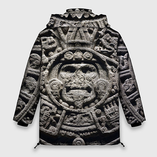 Женская зимняя куртка Календарь ацтеков / 3D-Черный – фото 2