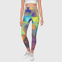 Леггинсы женские Разноцветные треугольники, цвет: 3D-принт — фото 2