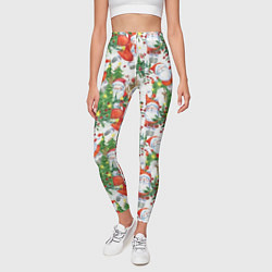 Леггинсы женские Деды Морозы с подарками - паттерн, цвет: 3D-принт — фото 2