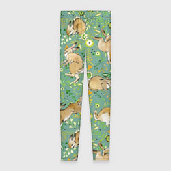Женские легинсы Милые зайчата на полянке
