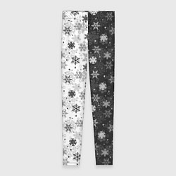 Леггинсы женские Чёрно-Белые Снежинки, цвет: 3D-принт