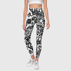 Леггинсы женские Graffiti black on white, цвет: 3D-принт — фото 2