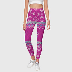 Леггинсы женские Свитер со снежинками, цвет: 3D-принт — фото 2