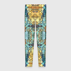 Леггинсы женские Коллекция Фрактальная мозаика Желто-голубой, цвет: 3D-принт