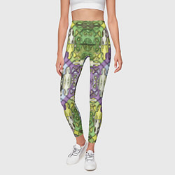 Леггинсы женские Коллекция Фрактальная мозаика Фиолетово-зеленый, цвет: 3D-принт — фото 2