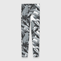 Леггинсы женские Чёрно-белые Листья Пальм, цвет: 3D-принт