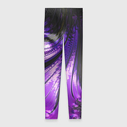 Леггинсы женские Неоновый фрактал черный с фиолетовым Абстракция, цвет: 3D-принт