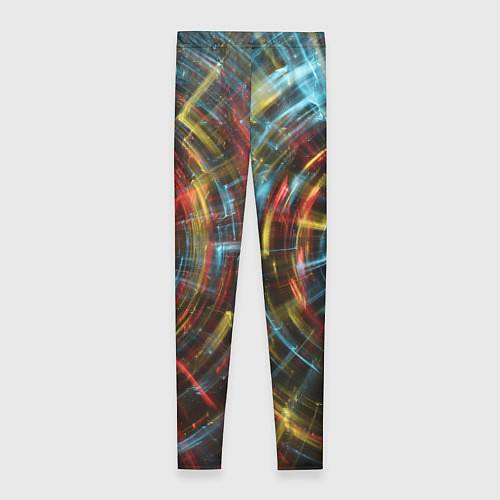 Женские легинсы Абстрактные шарообразные лучи - Жёлтый и красный / 3D-принт – фото 2
