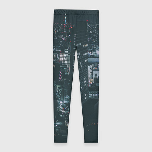Женские легинсы Ночные улицы города с высоты - Белый / 3D-принт – фото 2