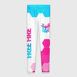 Леггинсы женские Free Fire neon gradient style: символ и надпись ве, цвет: 3D-принт
