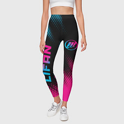 Леггинсы женские Lifan - neon gradient: надпись, символ, цвет: 3D-принт — фото 2