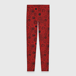 Леггинсы женские Красный абстрактный узор, цвет: 3D-принт