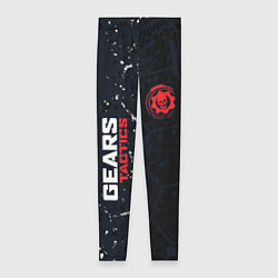 Леггинсы женские Gears of War красно-белой лого на темном фоне, цвет: 3D-принт