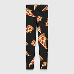 Женские легинсы Куски пиццы на черном фоне