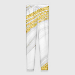 Леггинсы женские Белый с золотом мрамор, цвет: 3D-принт