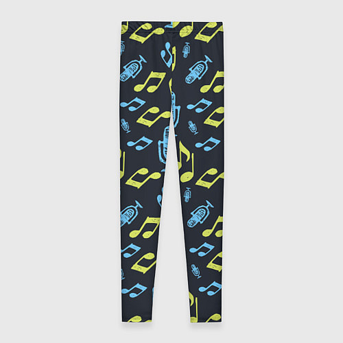 Женские легинсы Микрофон и ноты / 3D-принт – фото 2