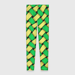 Леггинсы женские Жёлто-зелёная плетёнка - оптическая иллюзия, цвет: 3D-принт
