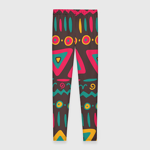 Женские легинсы Разнообразный узор - треугольники, линии и круги / 3D-принт – фото 2