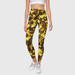 Леггинсы женские Золотой узор треугольники на черном фоне, цвет: 3D-принт — фото 2