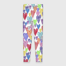 Леггинсы женские Разноцветные сердечки Калейдоскоп, цвет: 3D-принт