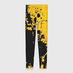 Леггинсы женские Пятна черной краски на желтом фоне, цвет: 3D-принт