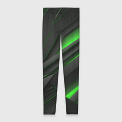 Леггинсы женские Черно-зеленые объемные полосы, цвет: 3D-принт