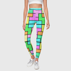 Леггинсы женские Стена из блоков тетриса, цвет: 3D-принт — фото 2