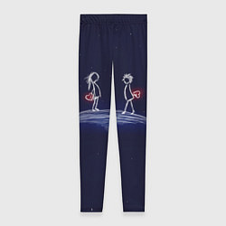 Женские легинсы Влюблённые с сердцами на темном фоне