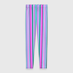 Леггинсы женские Розово-голубой неновый полосатый узор, цвет: 3D-принт