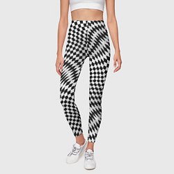Леггинсы женские Черно-белая шахматная иллюзия, цвет: 3D-принт — фото 2