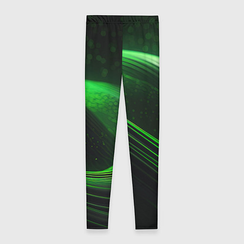 Женские легинсы Зеленые абстрактные волны / 3D-принт – фото 2