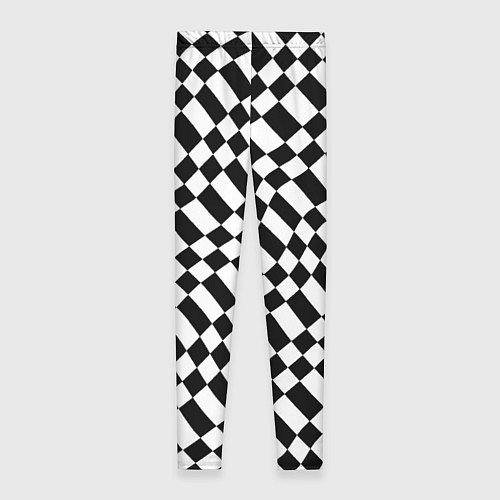 Женские легинсы Шахматка искажённая чёрно-белая / 3D-принт – фото 2