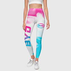 Леггинсы женские BYD neon gradient style: надпись, символ, цвет: 3D-принт — фото 2
