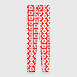 Леггинсы женские Белые ромашки на красном, цвет: 3D-принт