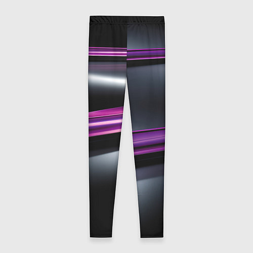 Женские легинсы Фиолетовые полосы на черном фоне / 3D-принт – фото 2